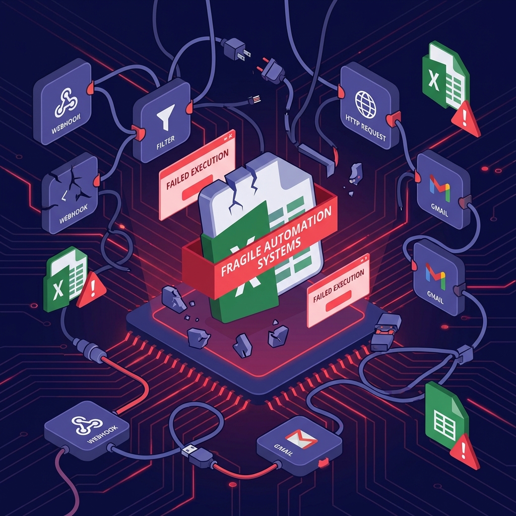 Fluxos fragmentados com planilhas e automações quebradas